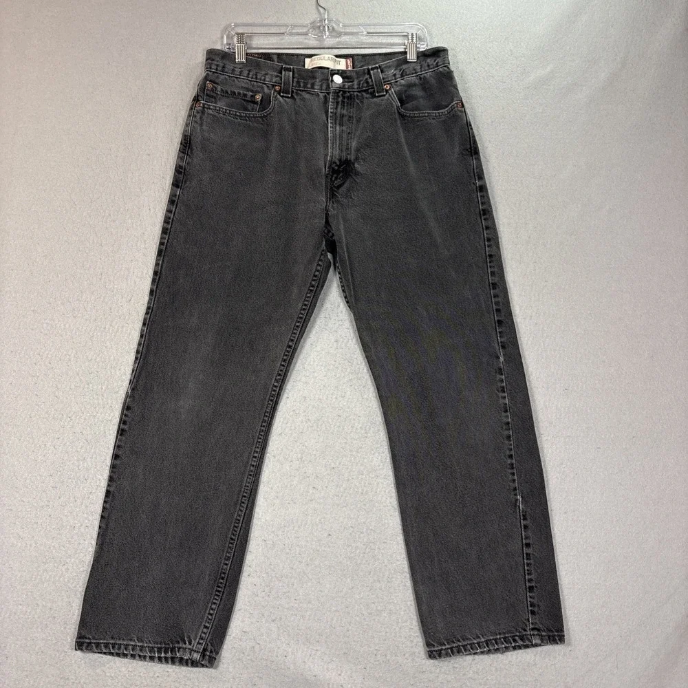 Levis 505 Regular Fit Jeans Mens 34x30 Black Denim Straight Leg Pants